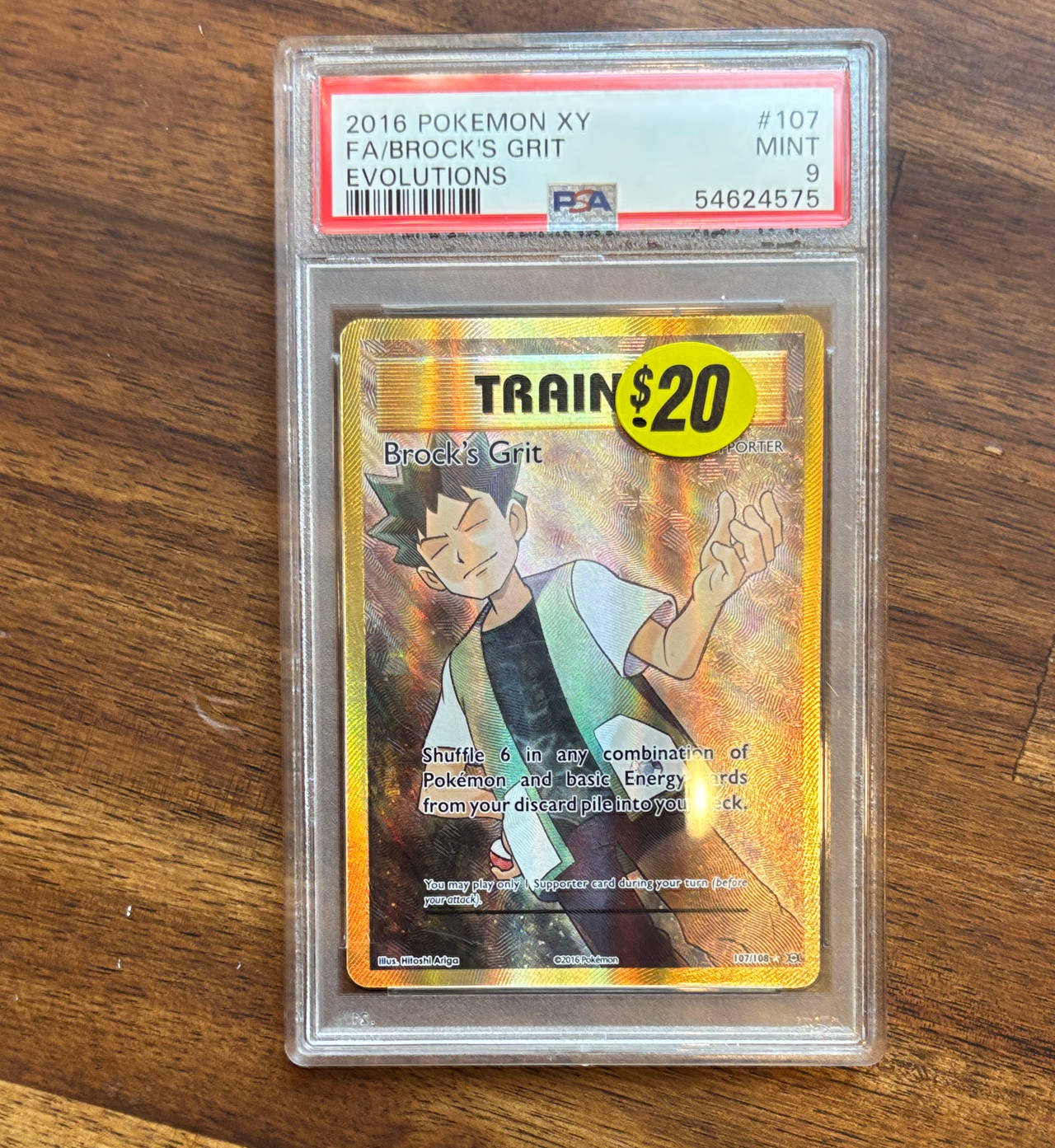 2016 Pokemon XY Evolutions Brock's Grit Full Art PSA 9