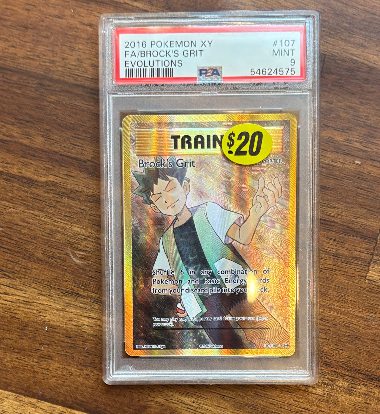 2016 Pokemon XY Evolutions Brock's Grit Full Art PSA 9
