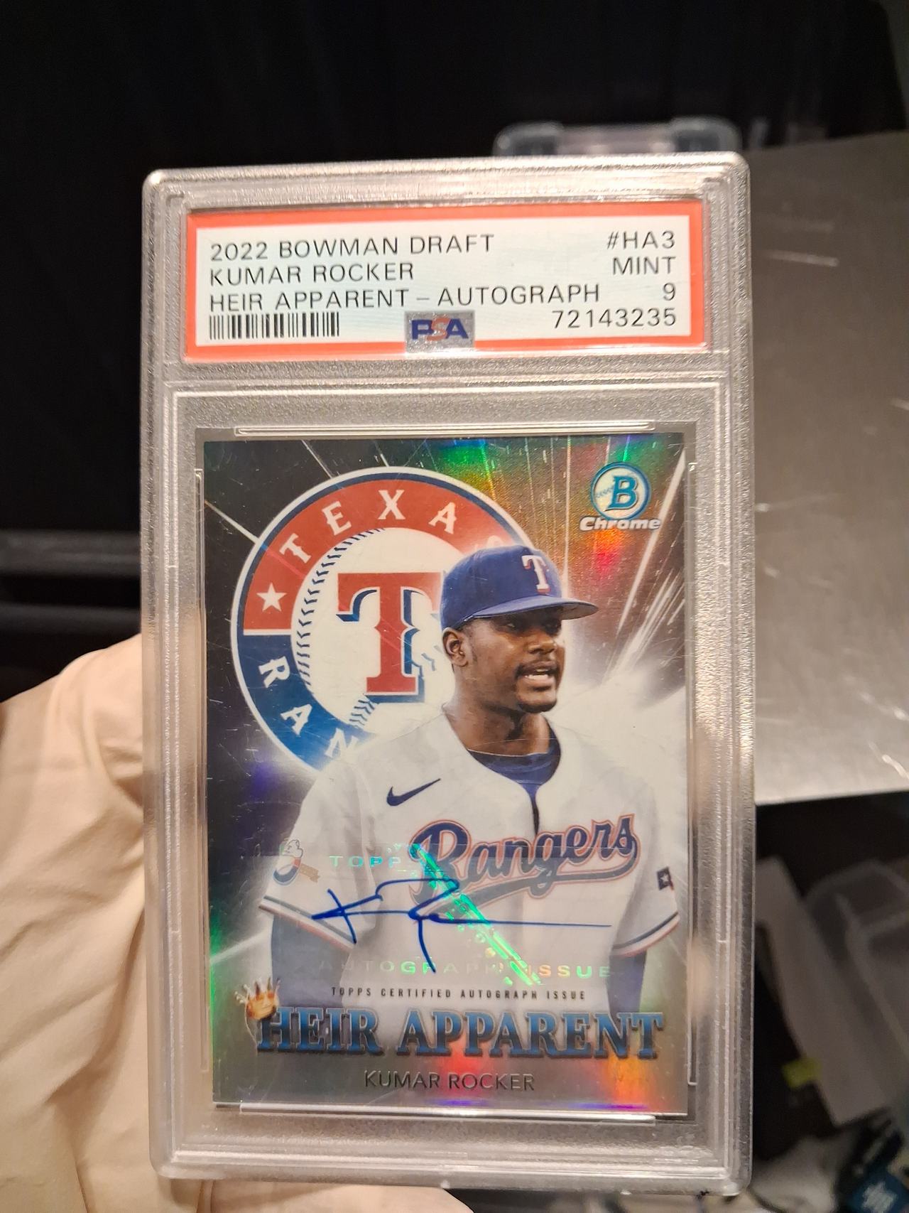 2022 Bowman Draft Kumar Rocker Heir Apparent Autograph PSA 9