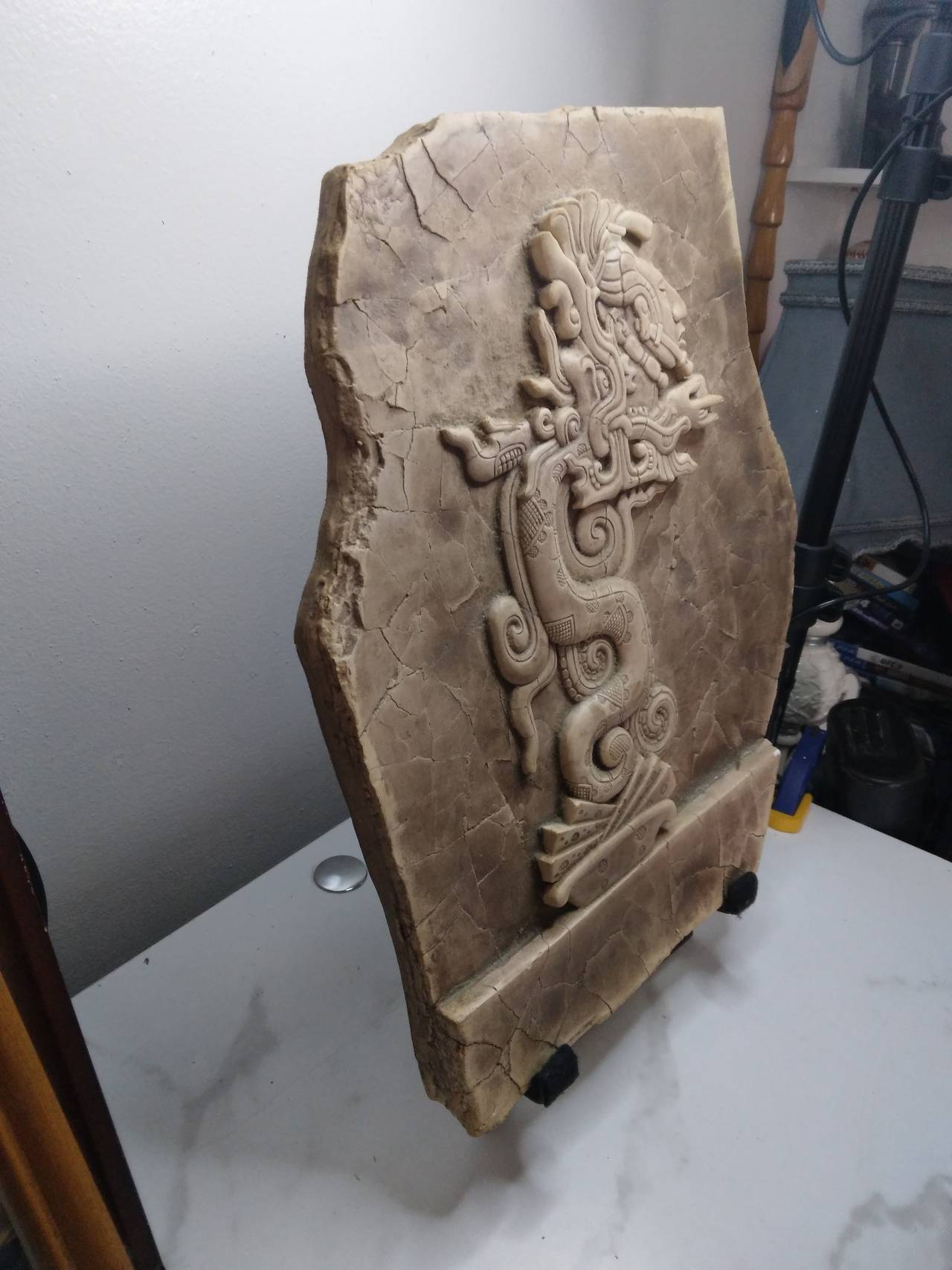 Mayan Aztec Stone Relief Plaque Decor