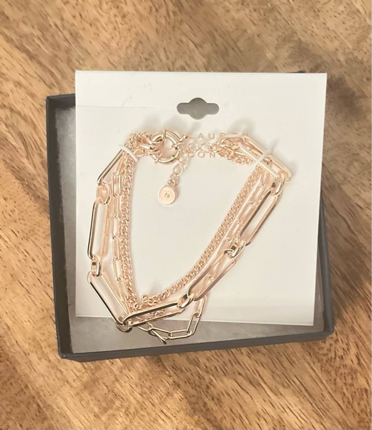 Buckle Paper Clip Chain Bracelet Gold