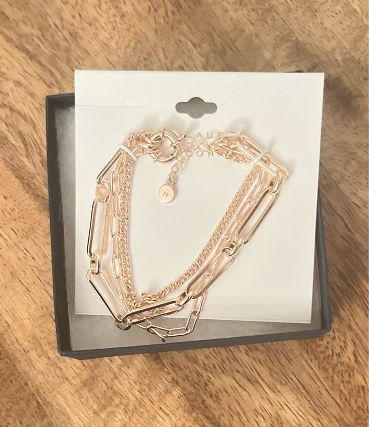 Buckle Paper Clip Chain Bracelet Gold