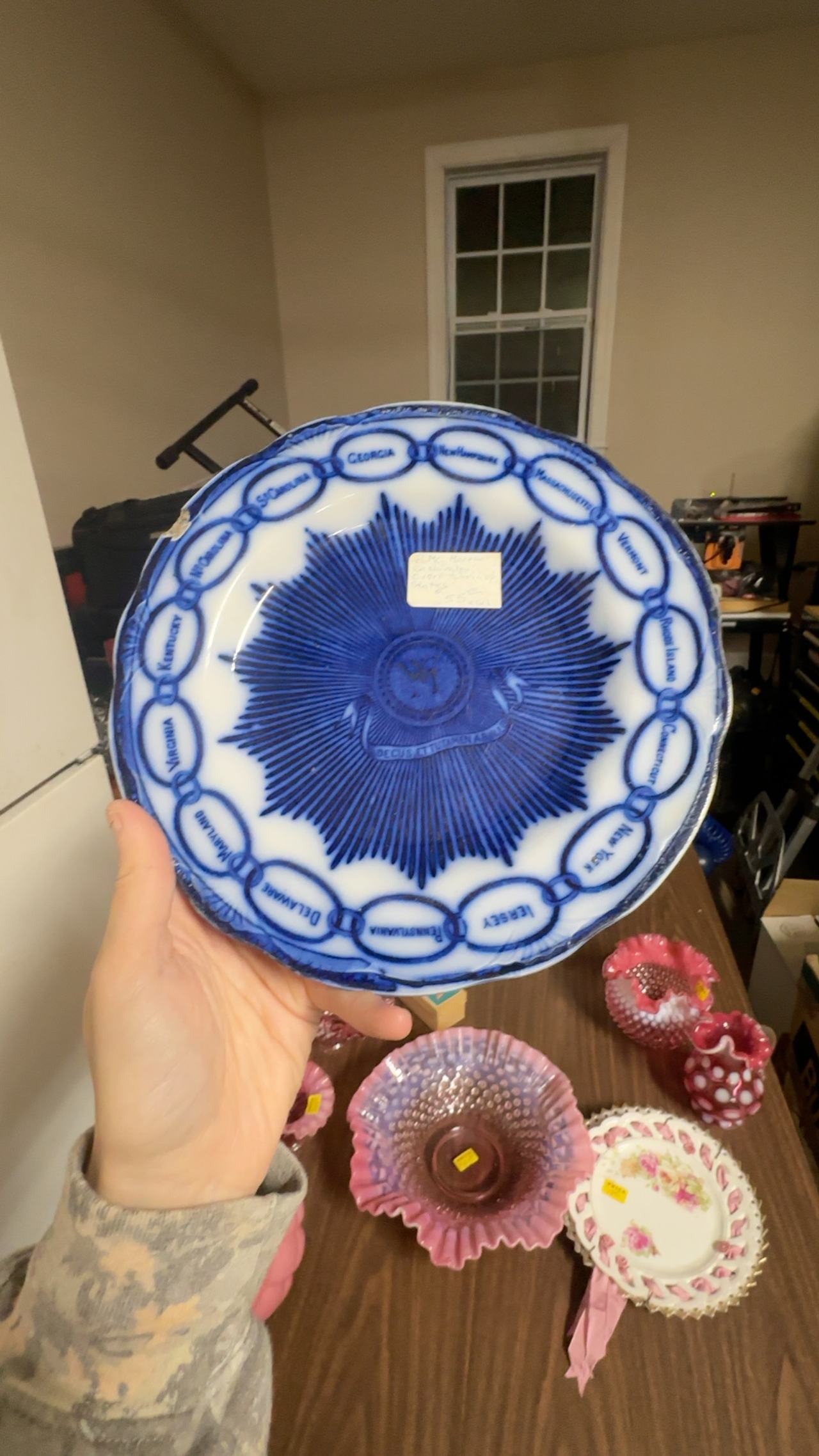 Staffordshire Martha Washington Chain of States Flow Blue Plate