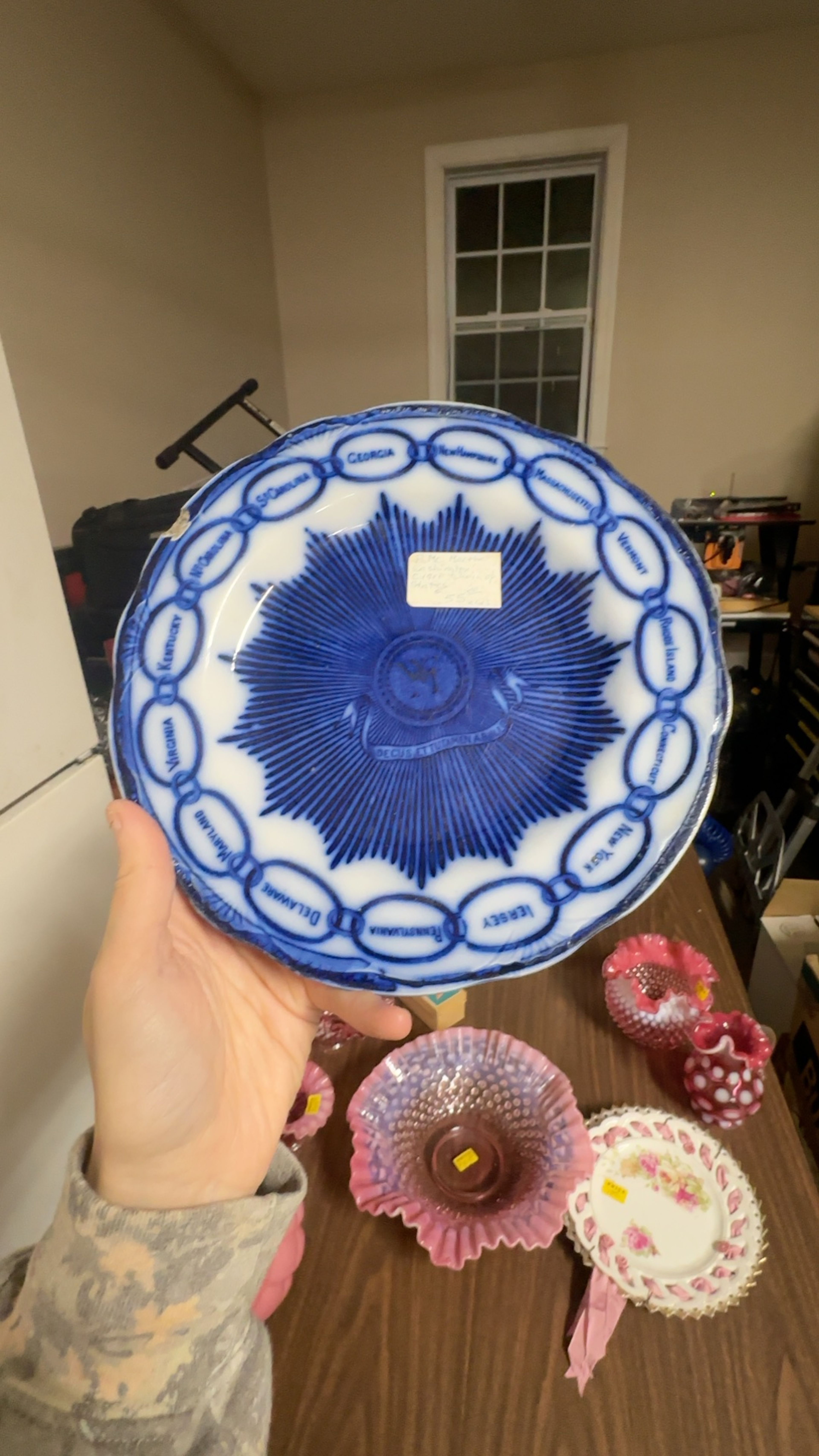 Staffordshire Martha Washington Chain of States Flow Blue Plate