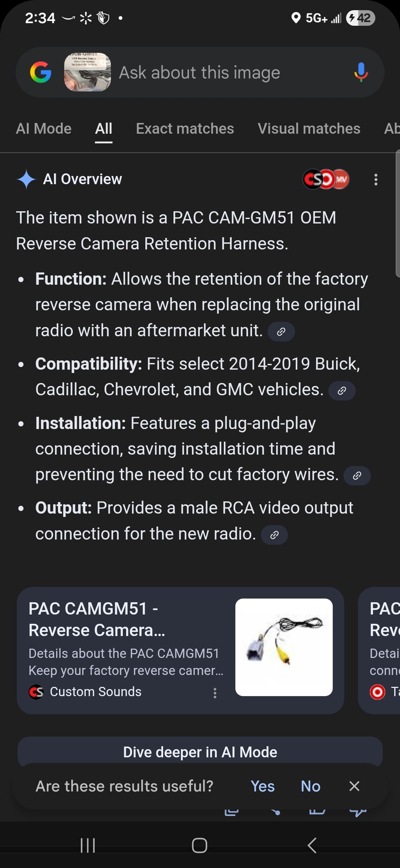PAC CAM-GM51 OEM Reverse Camera Retention Harness