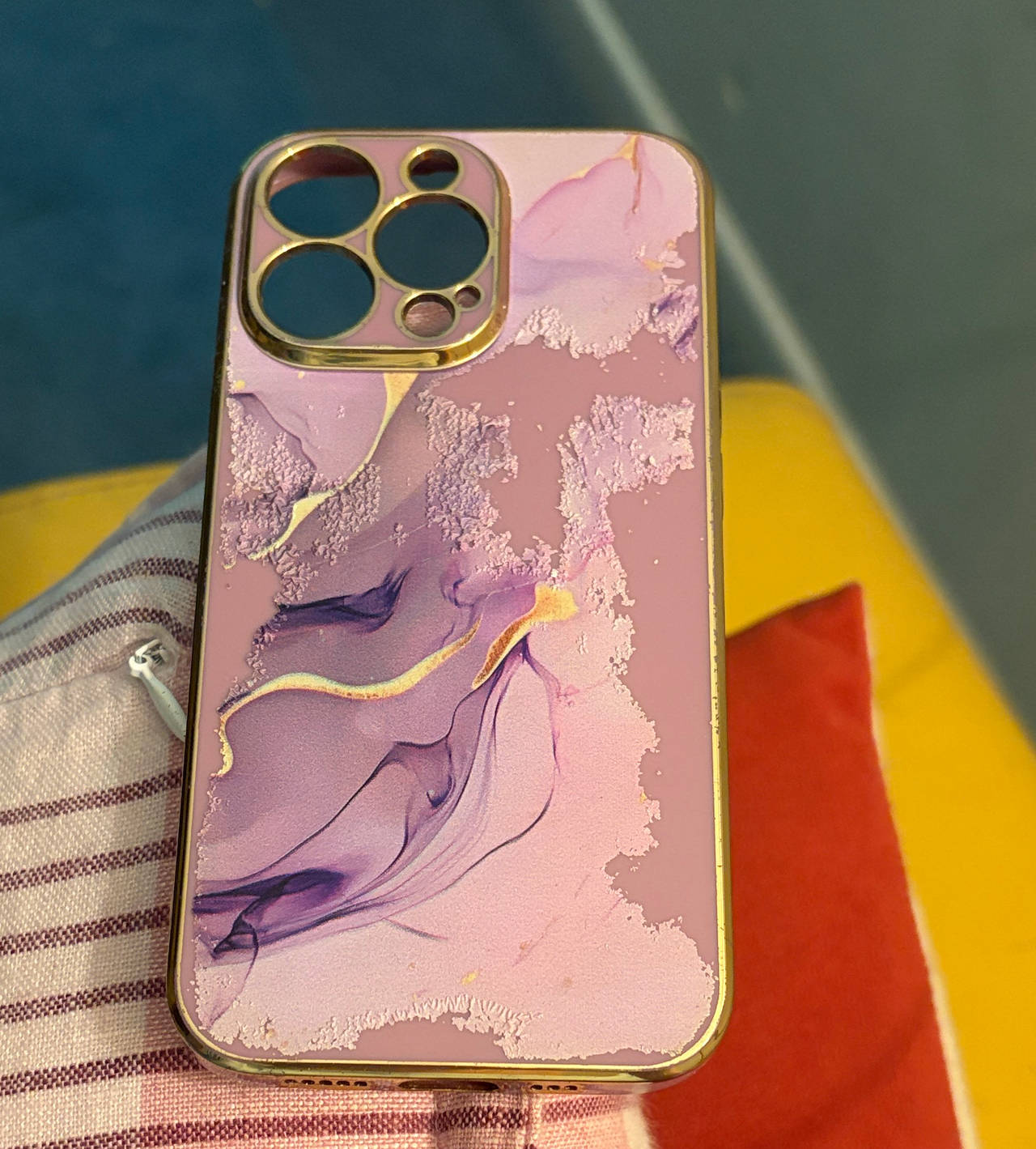 Purple Marble Gold Trim iPhone 13 Pro Max Case