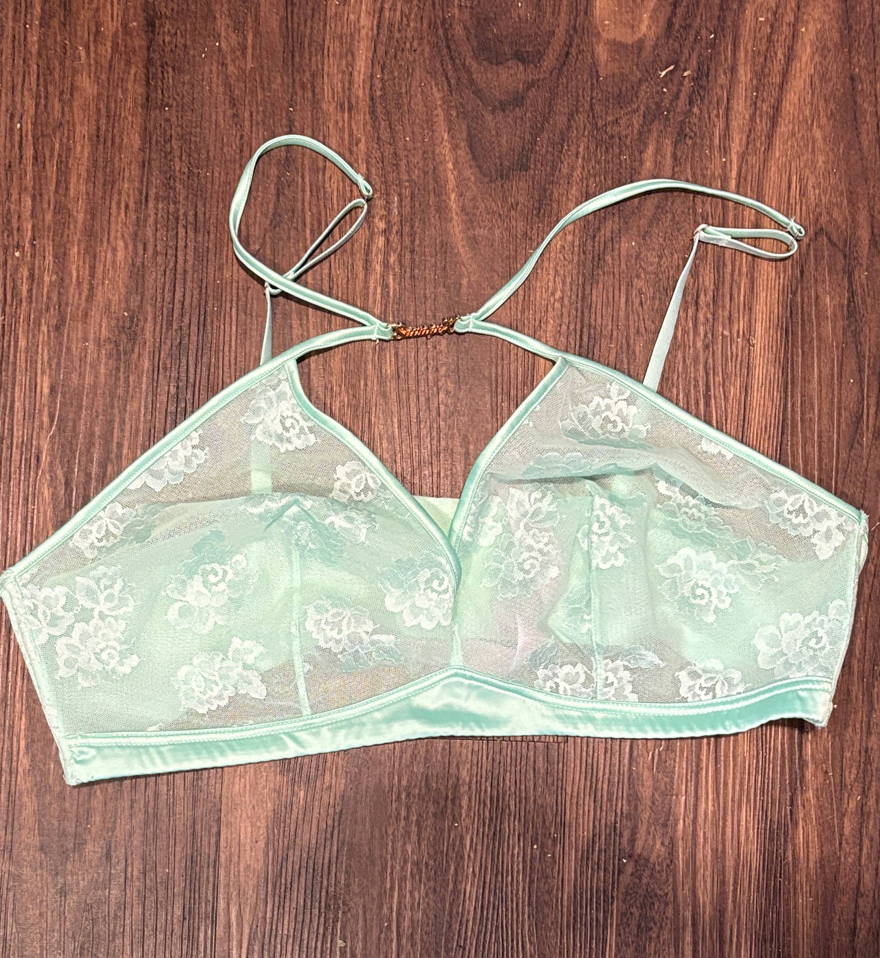 Size 1x SavagexFenty Mint Green Lace Mesh Bralette