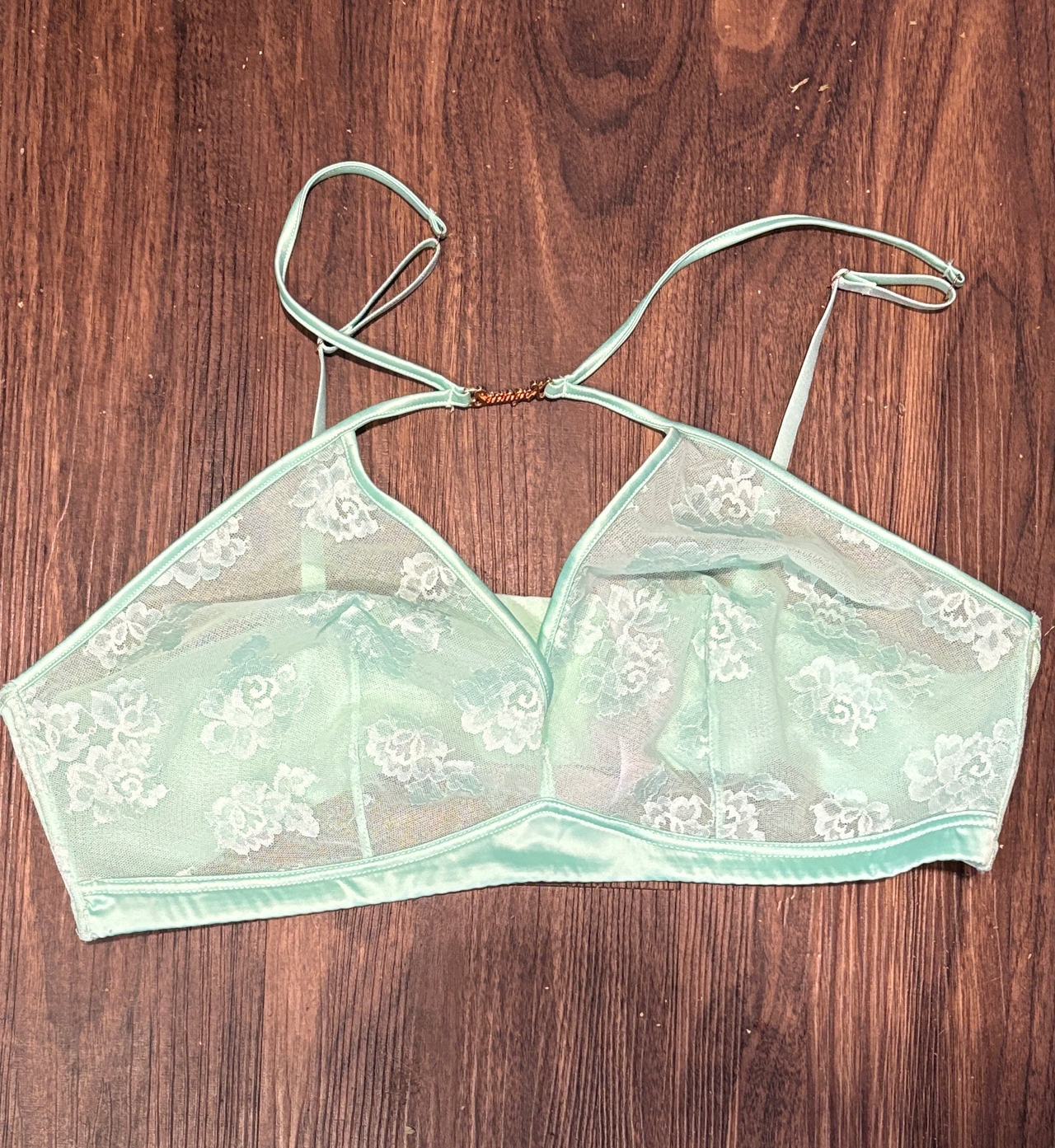 Size 1x SavagexFenty Mint Green Lace Mesh Bralette
