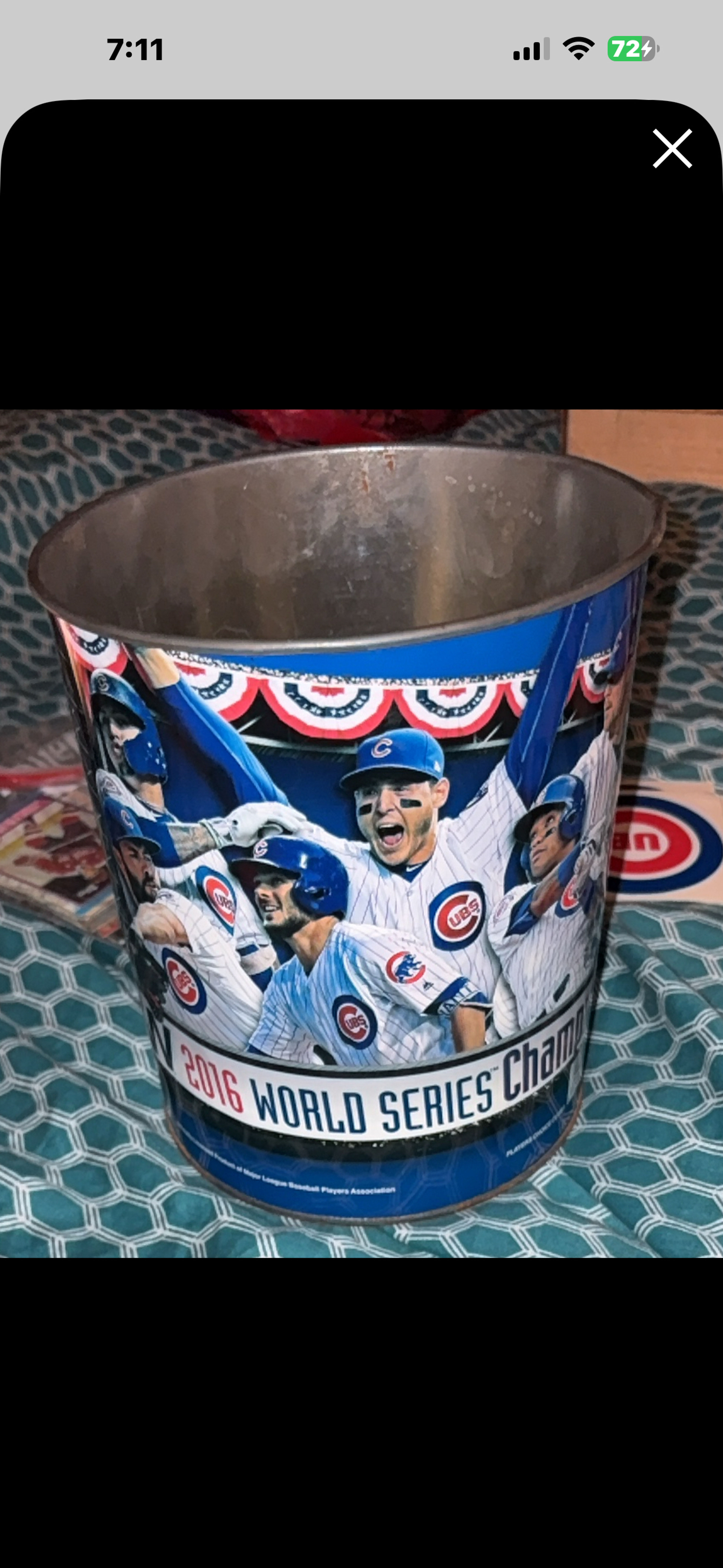 Chicago Cubs 2016 World Series Champions Metal Wastebasket