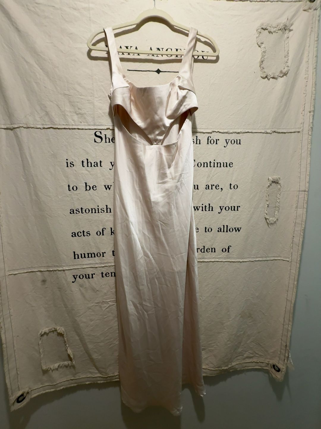 Meshki Cut-out front Satin Maxi Dress Champagne: M