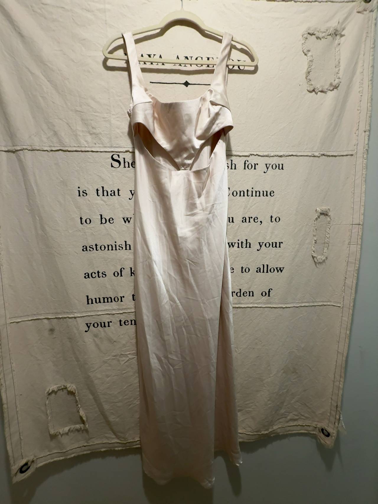 Meshki Cut-out front Satin Maxi Dress Champagne: M