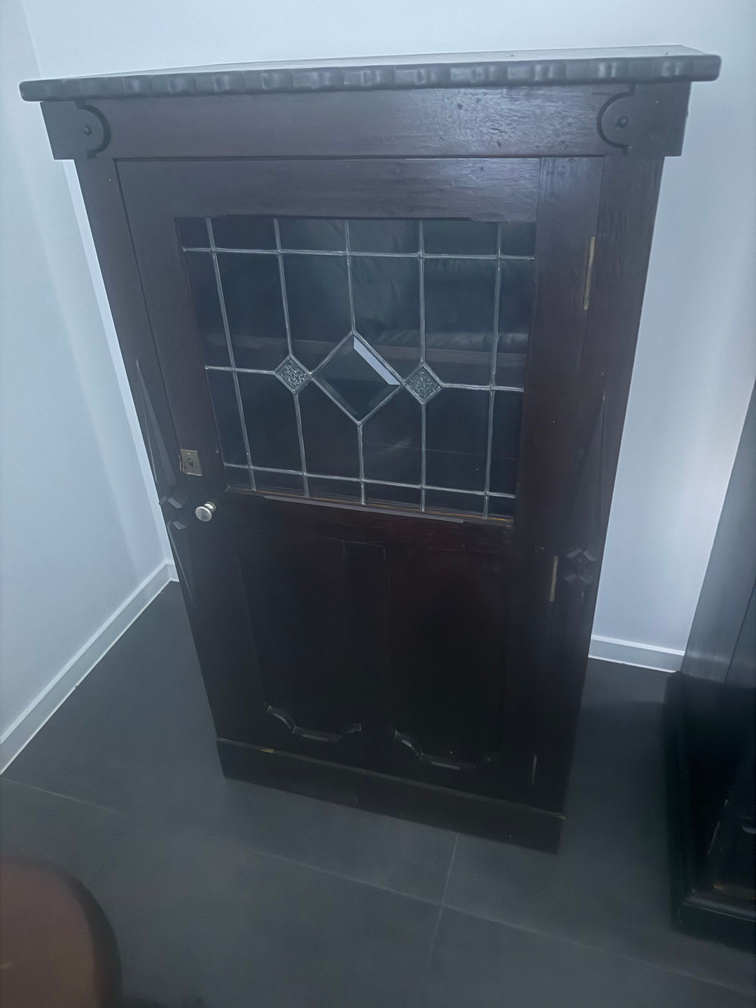 Antique Leadlight Display Cabinet