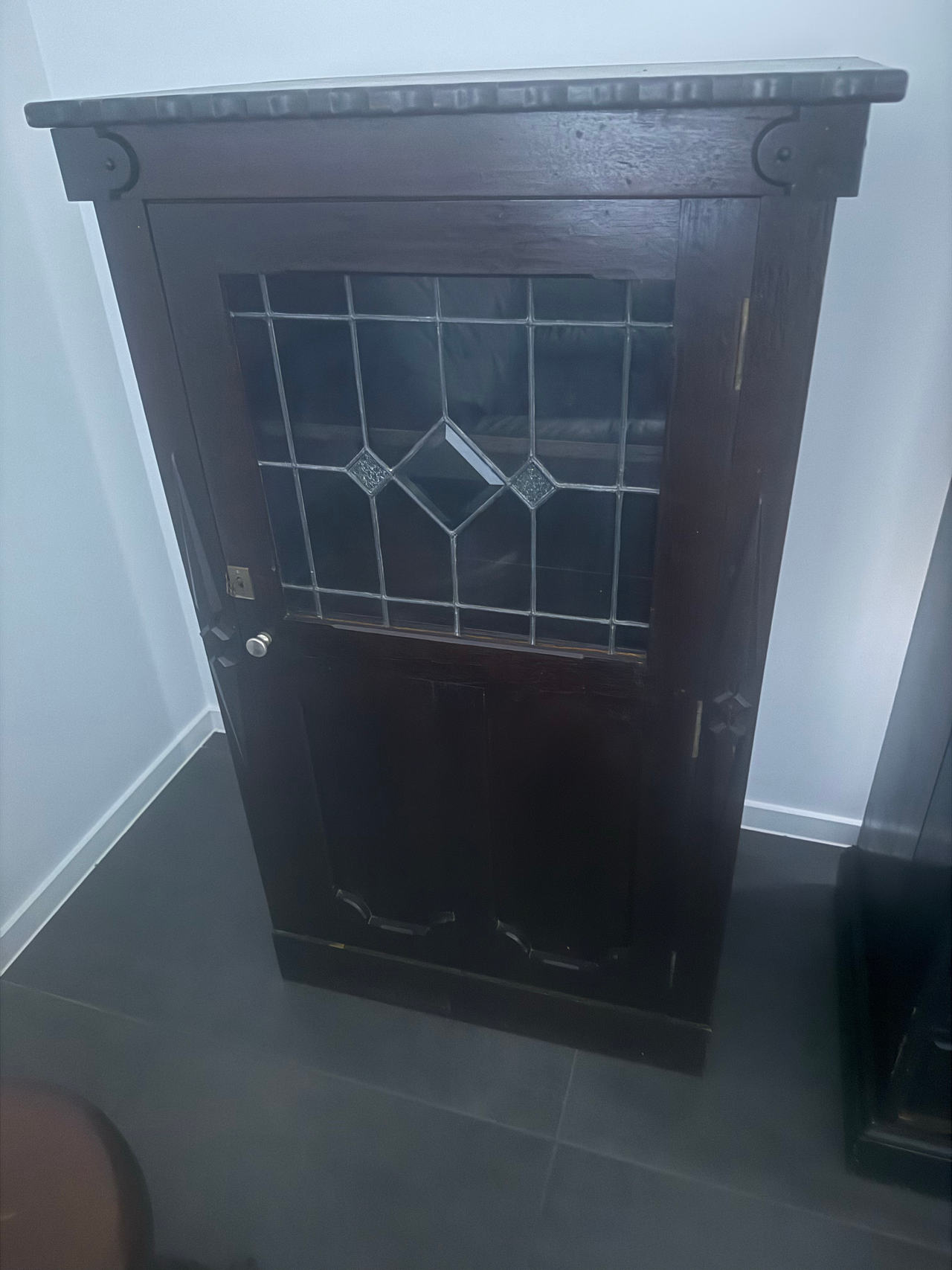 Antique Leadlight Display Cabinet