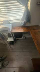 Rustic L-Shaped Computer Desk with Rolling Cabinet - Image 3