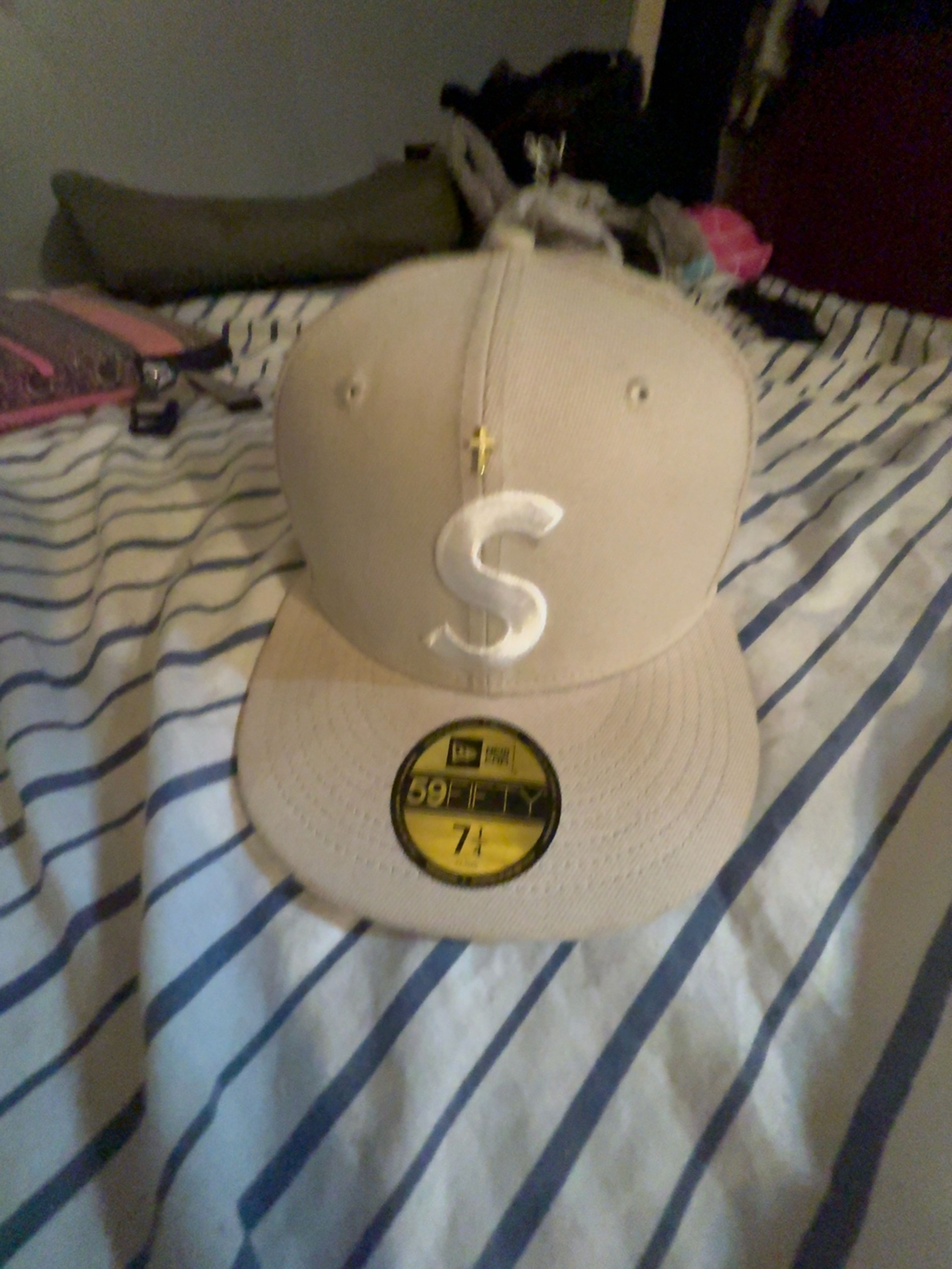 Supreme Gold Cross S Logo New Era Stone Hat