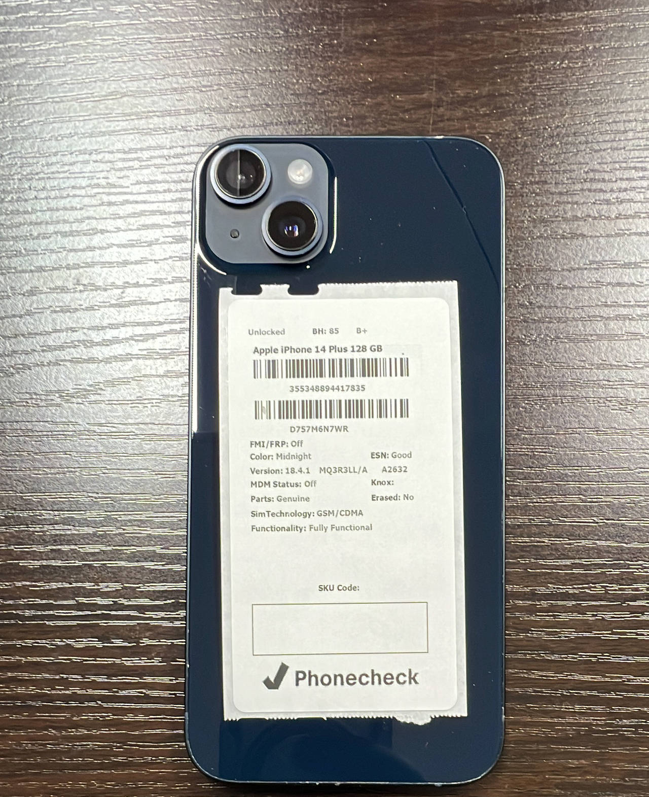 Apple iPhone 14 Plus 128GB Midnight