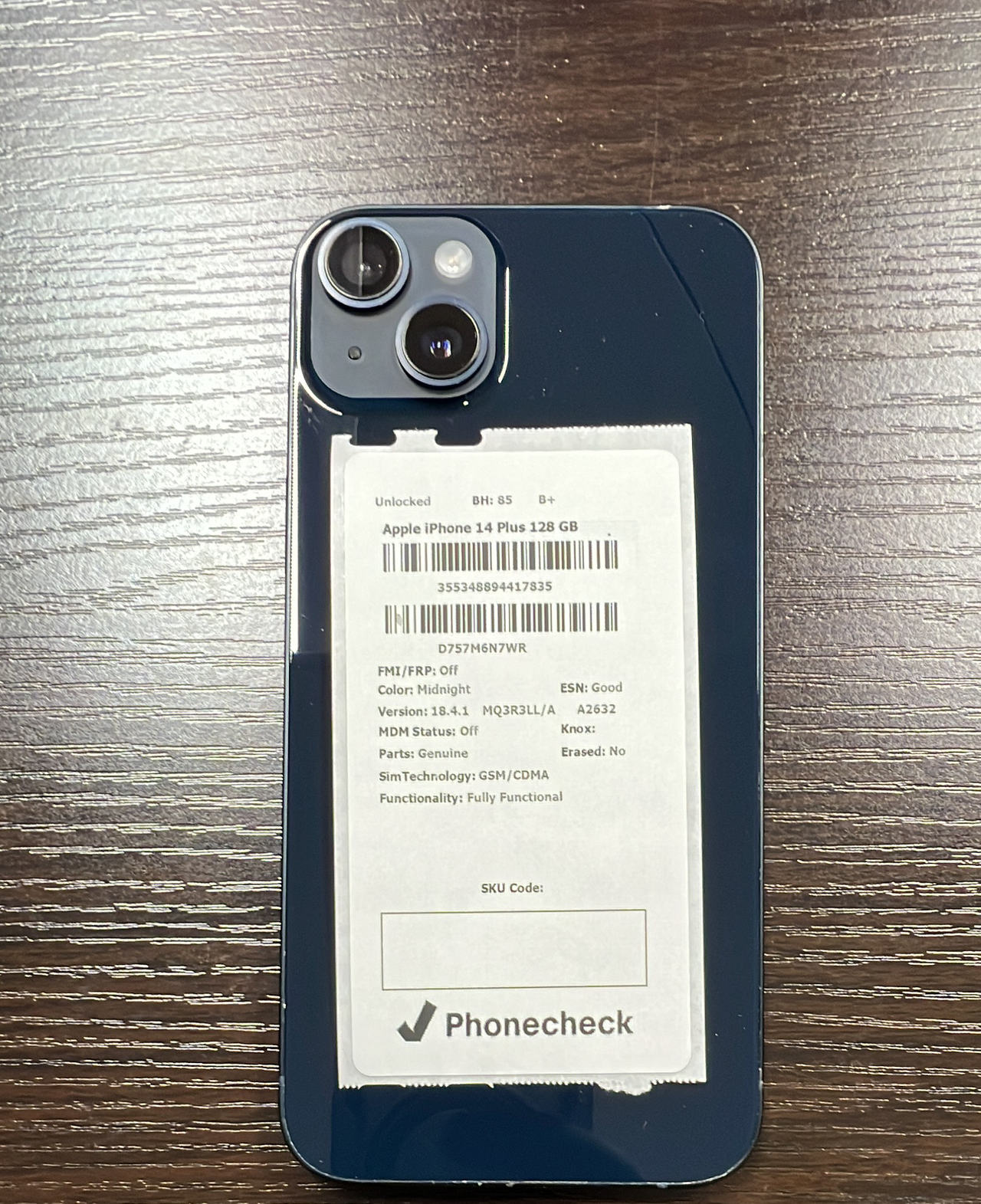 Apple iPhone 14 Plus 128GB Midnight
