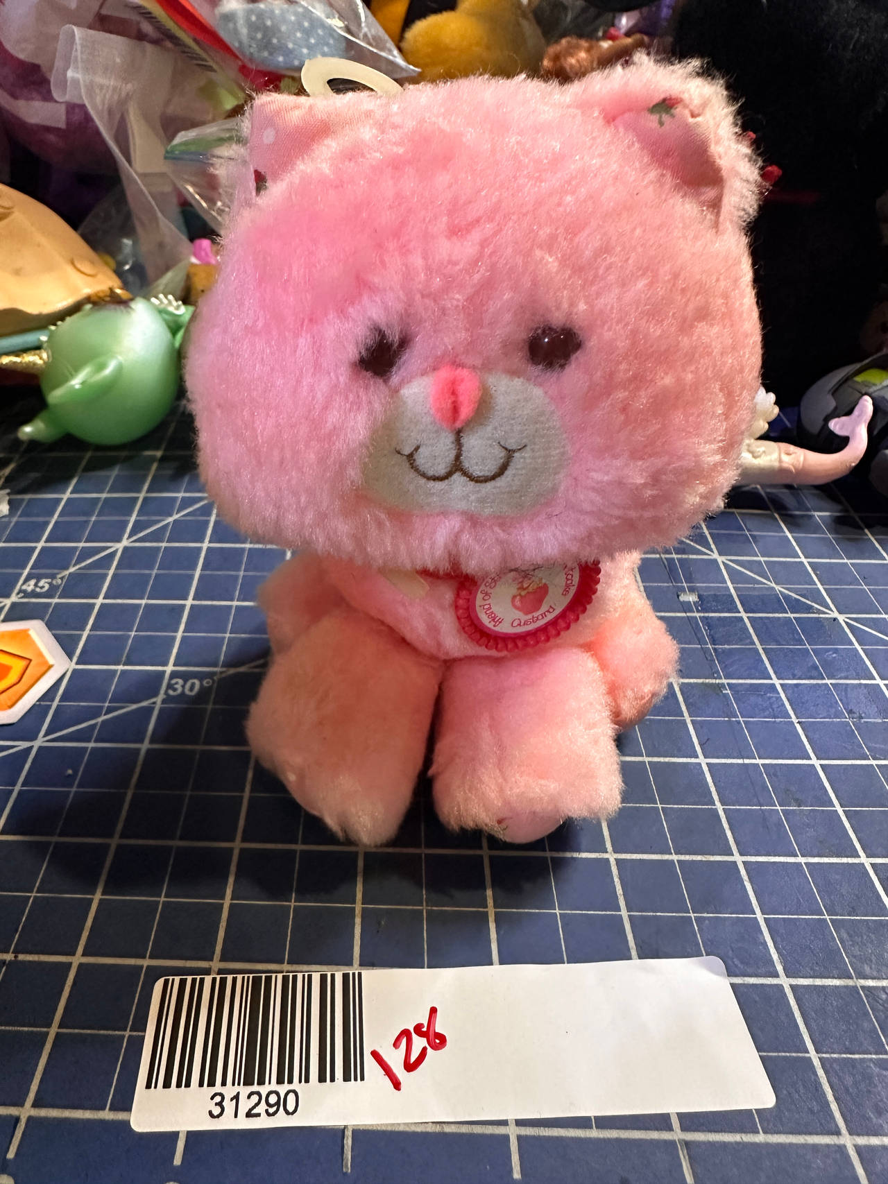 Strawberry Shortcake CUSTARD plush pink kitten 1980s. 128