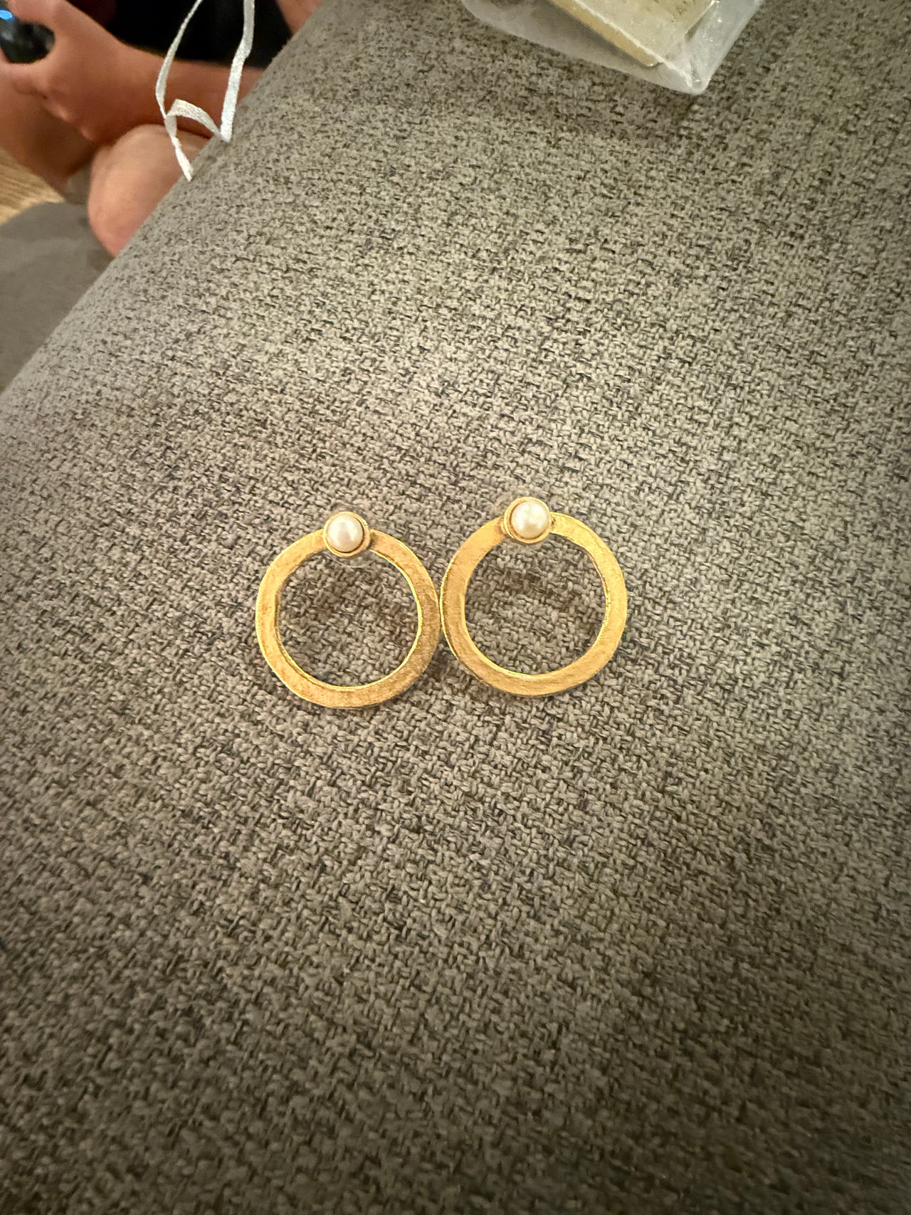 Julio Gold Circle Pearl Stud Earrings
