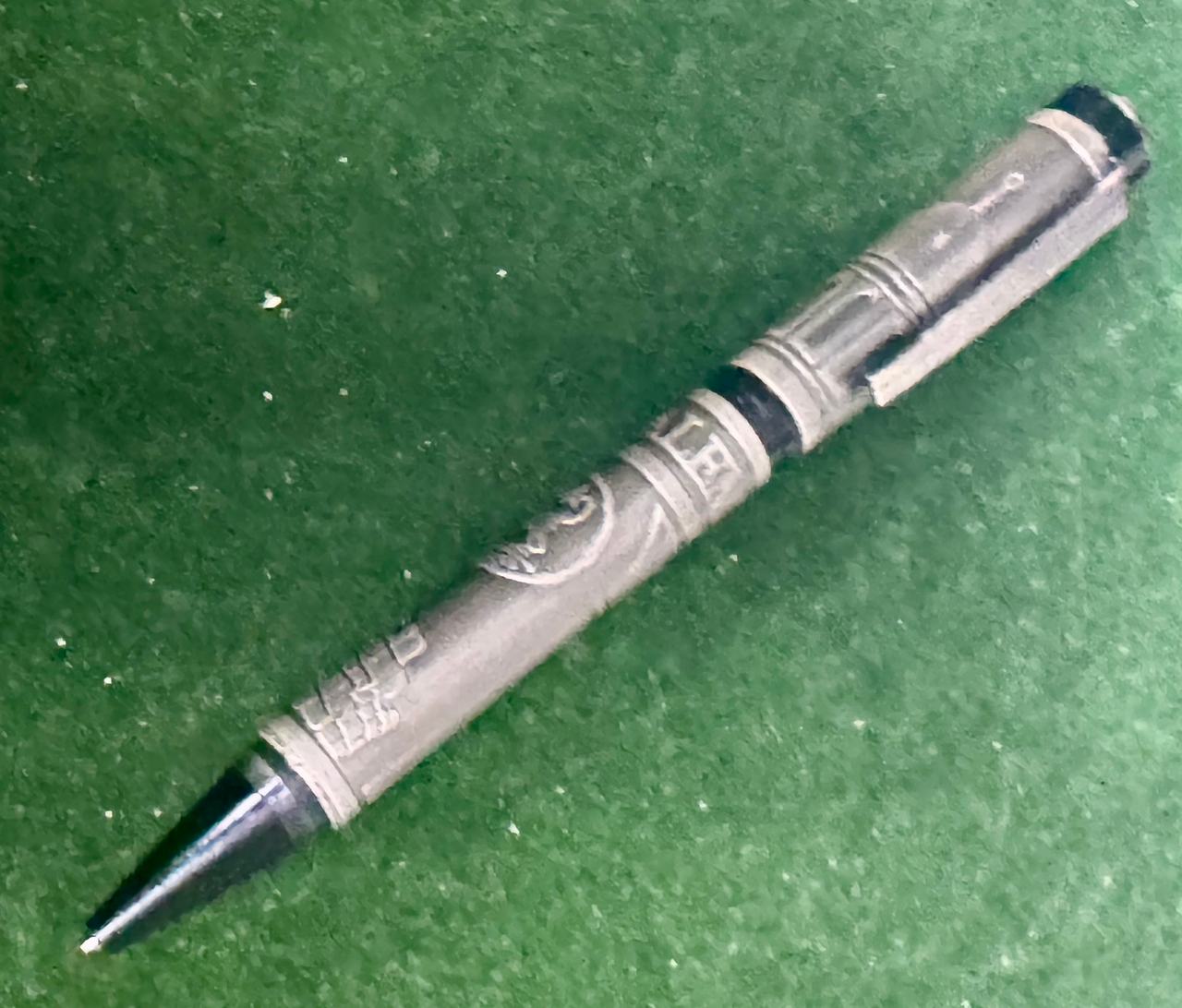 Vintage Jerusalem Medieval Castle Pewter Ballpoint Pen