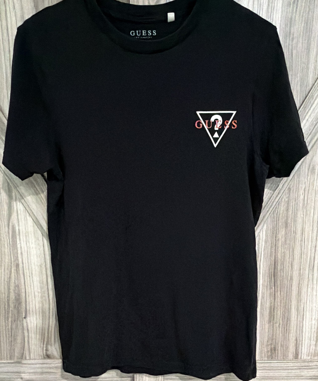 Black Guess Triangle Logo T-Shirt Size Small