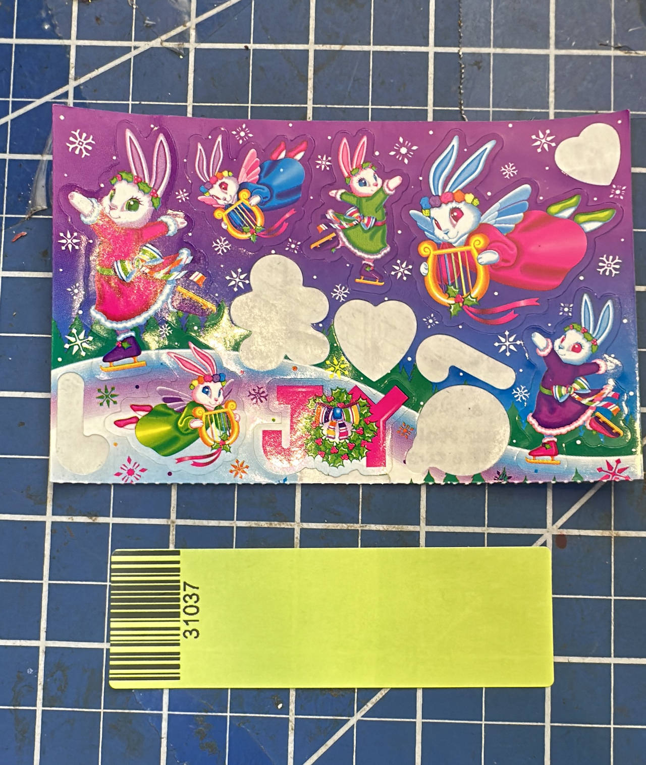Lisa Frank holiday vtg stickers Bunny sheet partial 1 pc