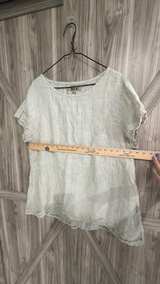 FLAX Linen Striped Short Sleeve Top women’s Large - Image 3