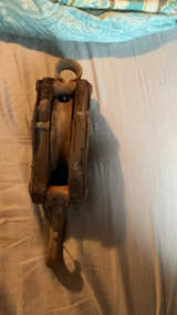 Vintage Block and Tackle Pulley Wood and Iron - Image 3