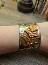 Handmade Mixed Metal Leaf Cuff Bracelet - Image 1