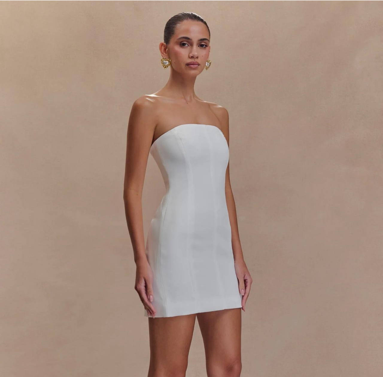 Meshki Strapless White Mini Dress