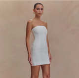 Meshki Strapless White Mini Dress - Image 1