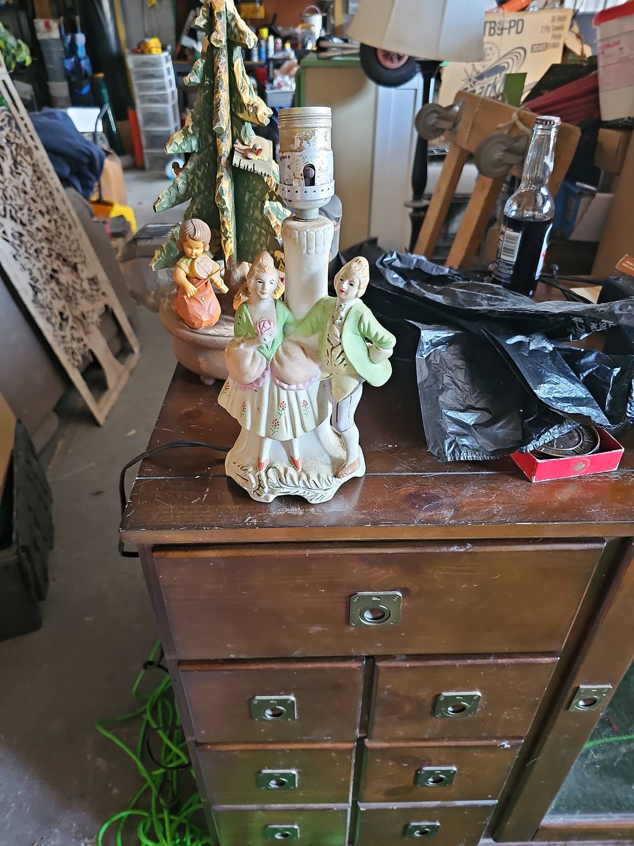 Vintage Porcelain Victorian Couple Lamp Base