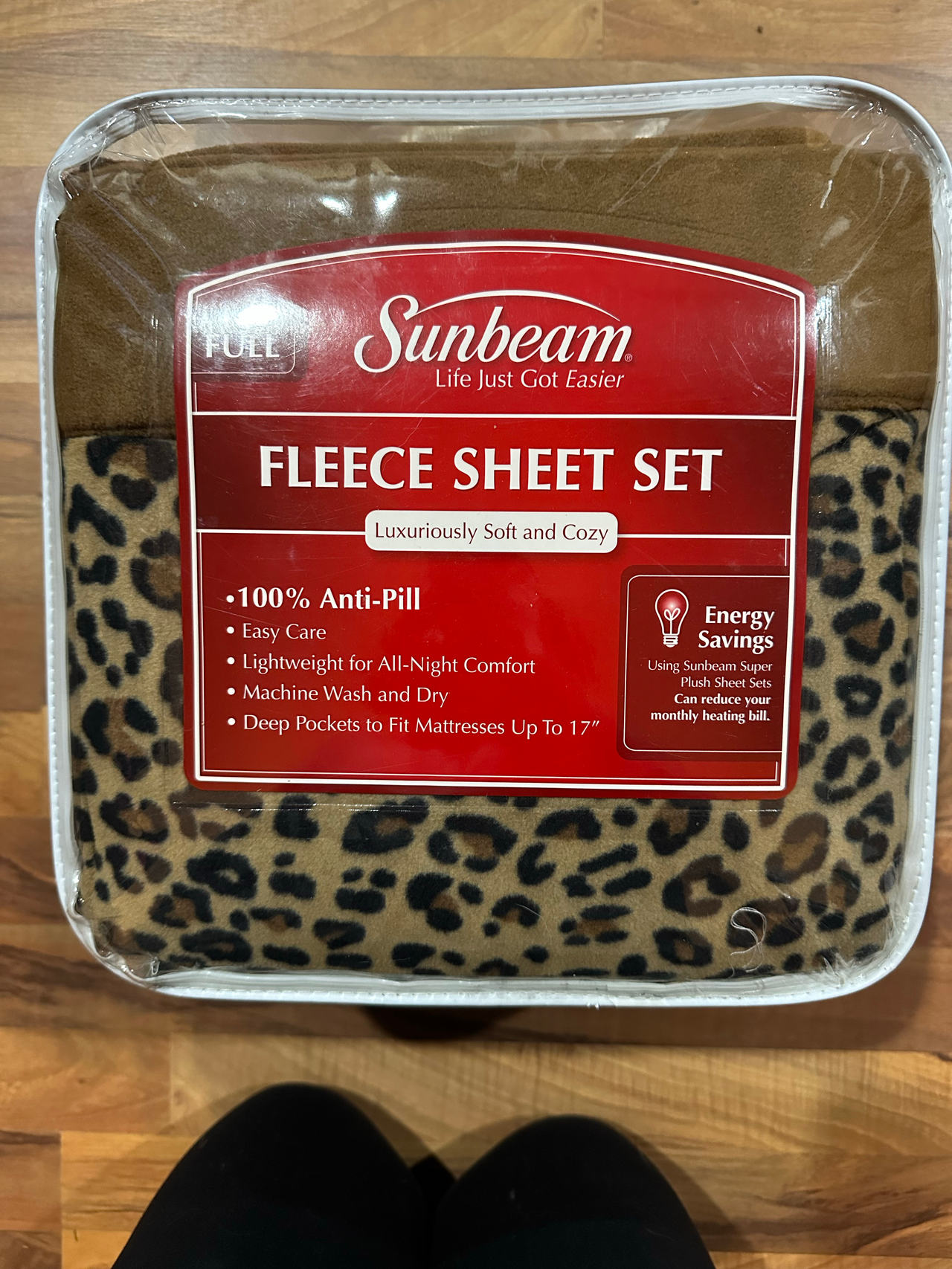 Sunbeam Fleece Sheet Set Full Leopard Print