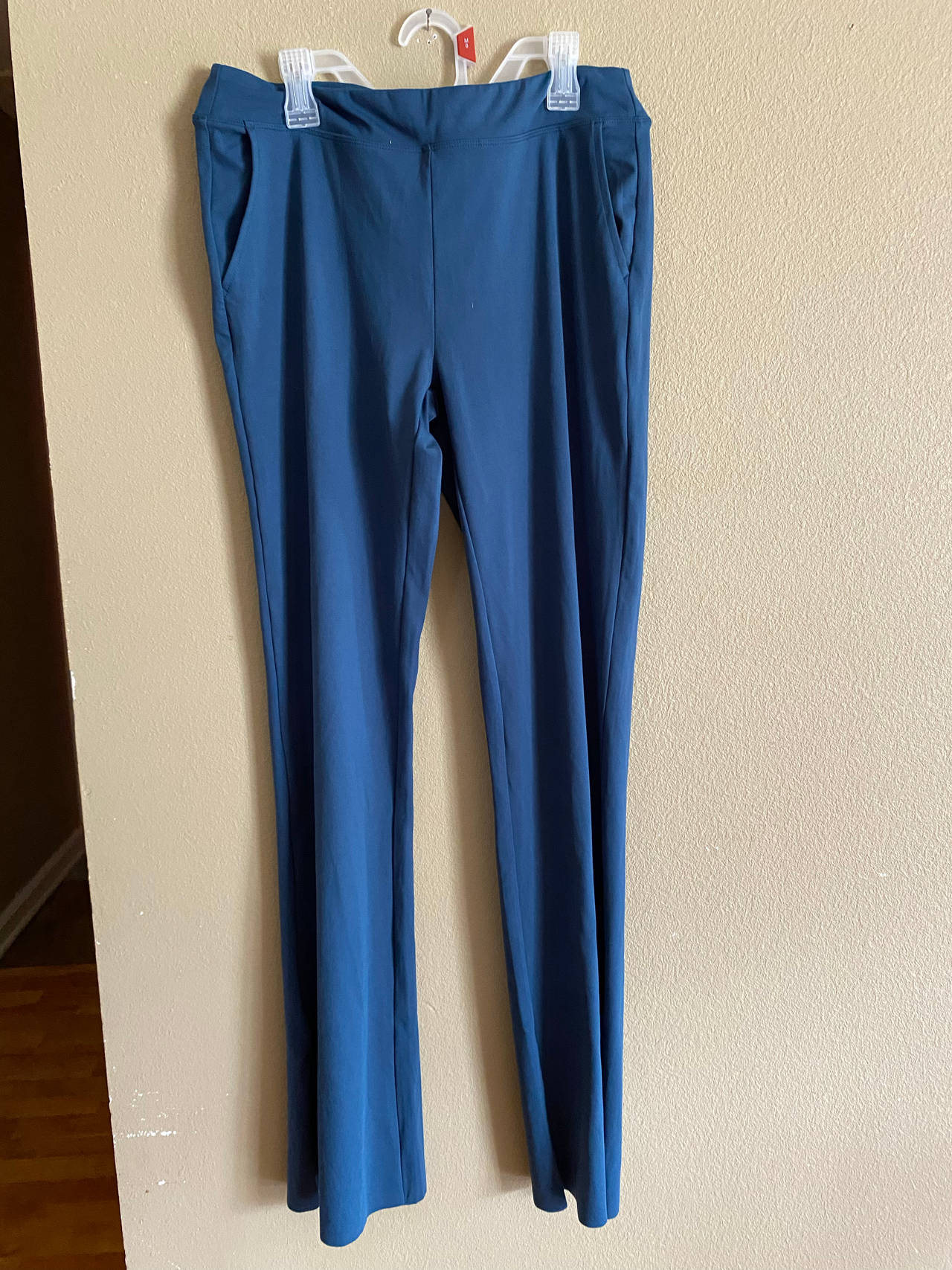 Blue Straight Leg Athletic Pants with Seahorse Logo size large