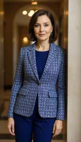 Donna Karan New York Blue Tweed Blazer - Image 4