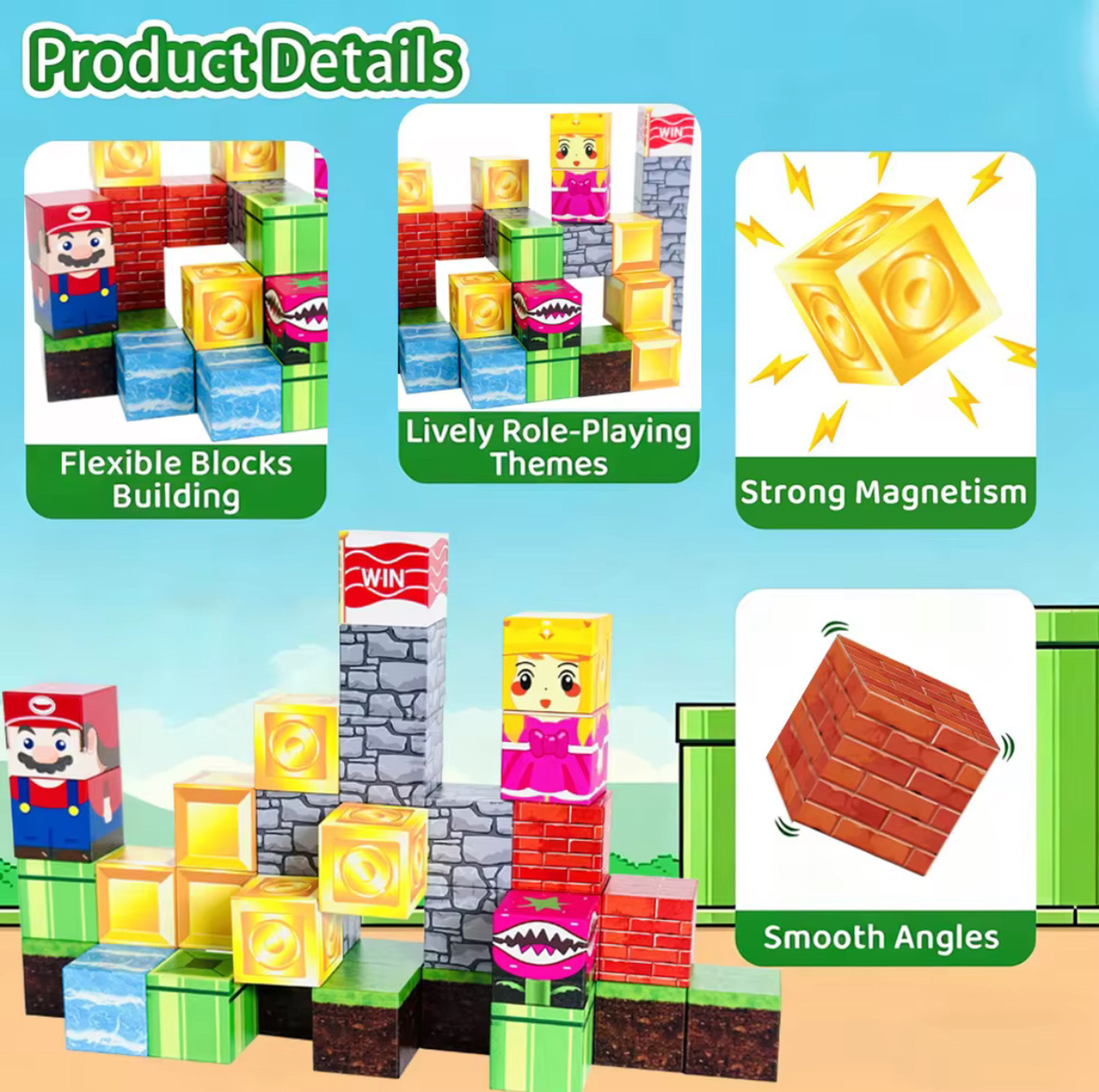 Travel Magnet Mario 35PCS Building Blocks Magnetic Cube Educational STEM DIY - Image 6