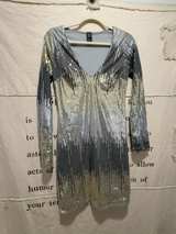 Forplay Black, Gold and Silver Sequin Long Sleeve Mini Dress - Image 1