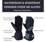 SKYDEER Large 100% Waterproof and Premium Deerskin Suede Leather Ski Gloves - Image 4