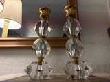 Vintage Faceted Lucite Candlestick Holders Set of 2 Gold Tone Hollywood Regency - Image 5