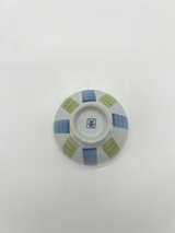 Vintage Japanese Porcelain Rice Bowl Blue Green Stripe Signed Footed Bowl 4.5” - Image 2