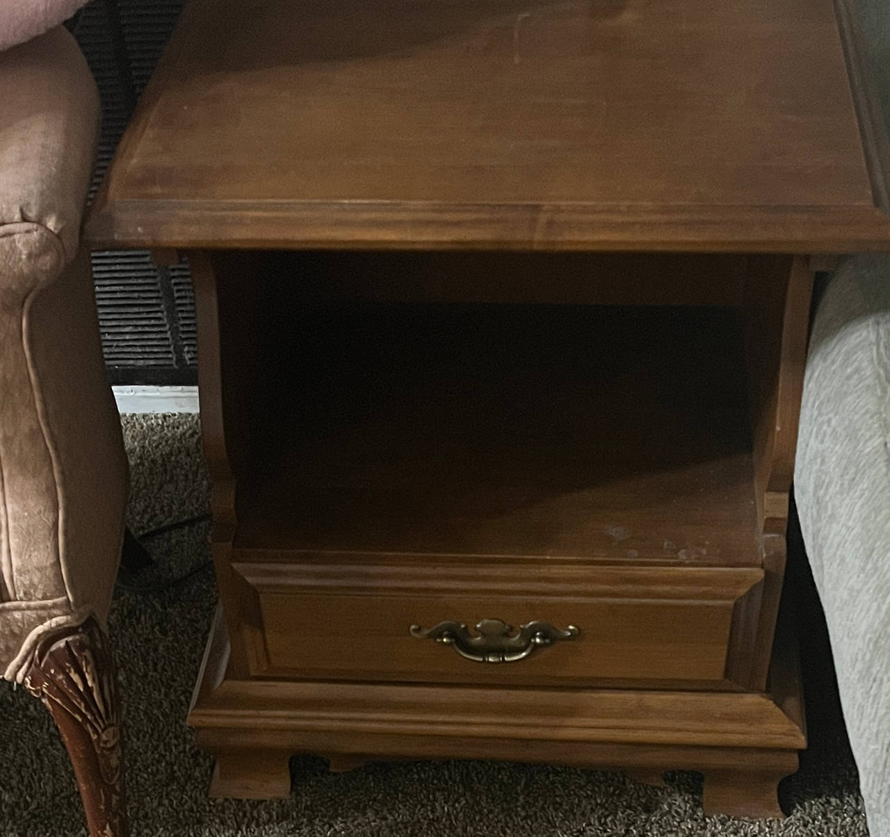 Traditional Wood End Table with Drawer and Open Shelf