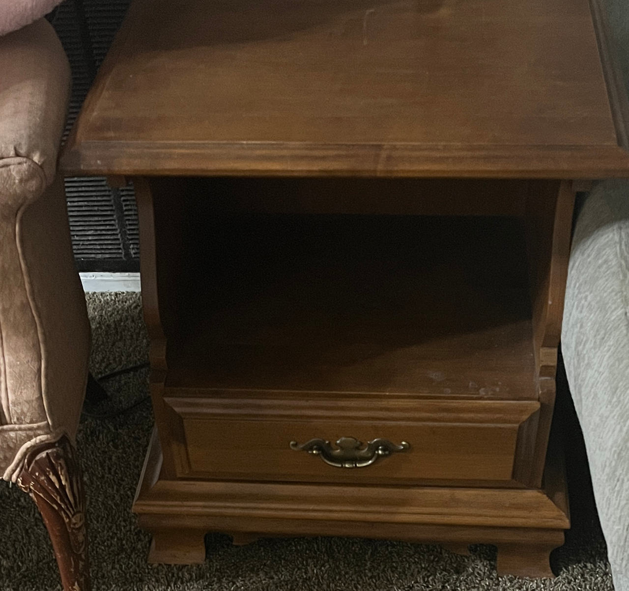 Traditional Wood End Table with Drawer and Open Shelf
