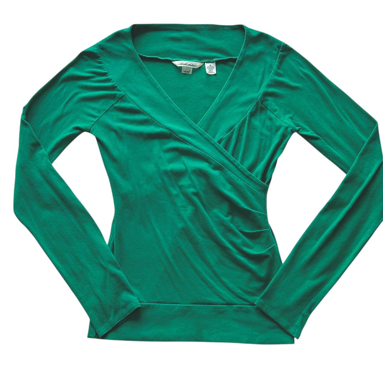Derek Heart Green Long Sleeve Surplice Wrap Top
