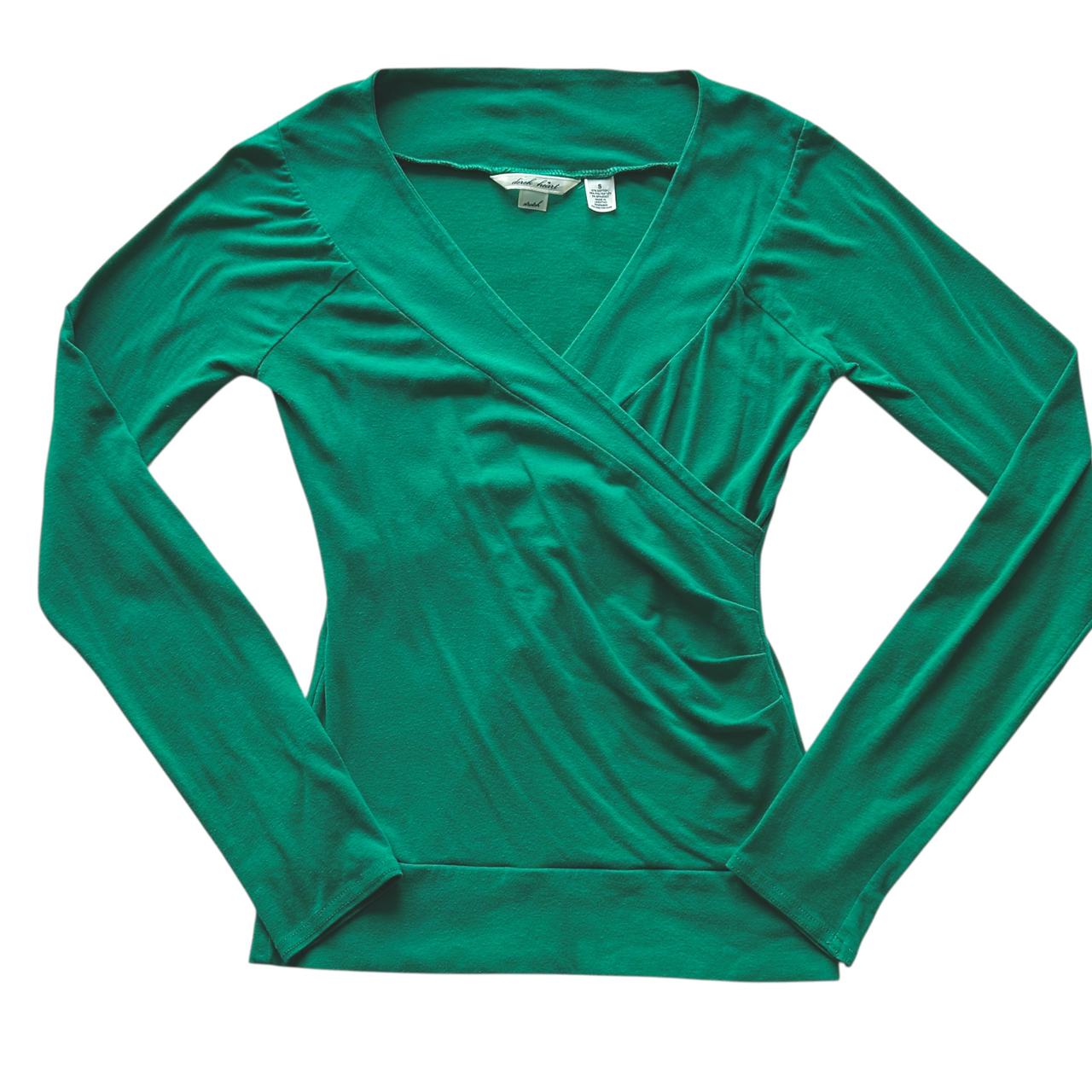 Derek Heart Green Long Sleeve Surplice Wrap Top