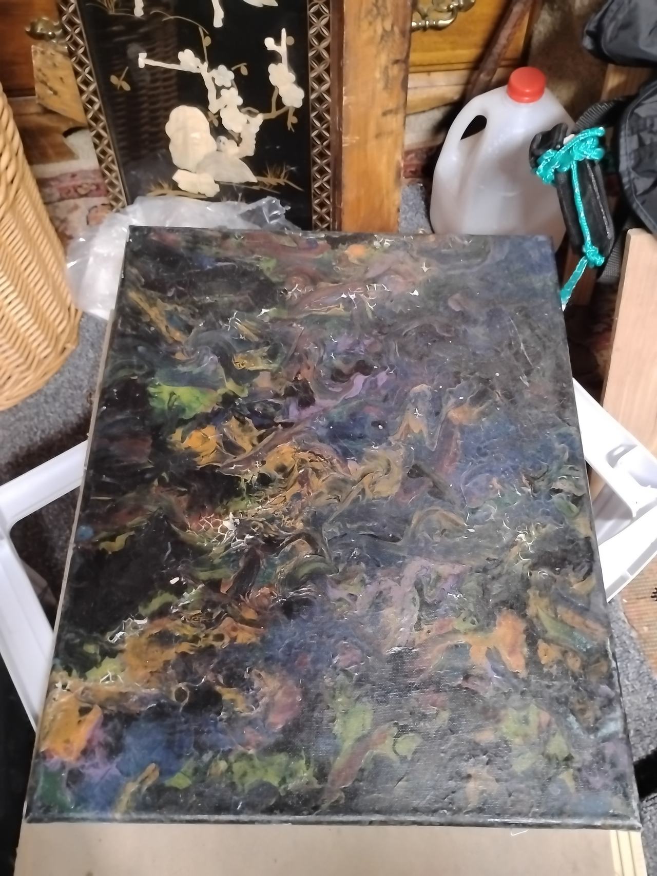 Abstract Acrylic Pour Painting on Canvas