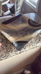 16" Square Abstract Glass Decorative Plate - Image 2