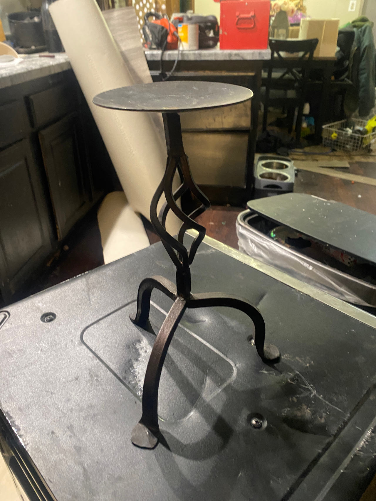 Wrought Iron Pillar Candle Holder with Twisted Stem