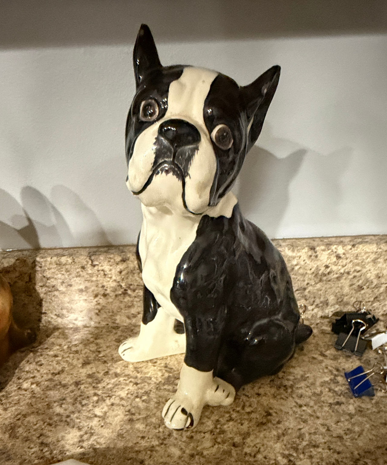 Vintage Ceramic Boston Terrier Statue