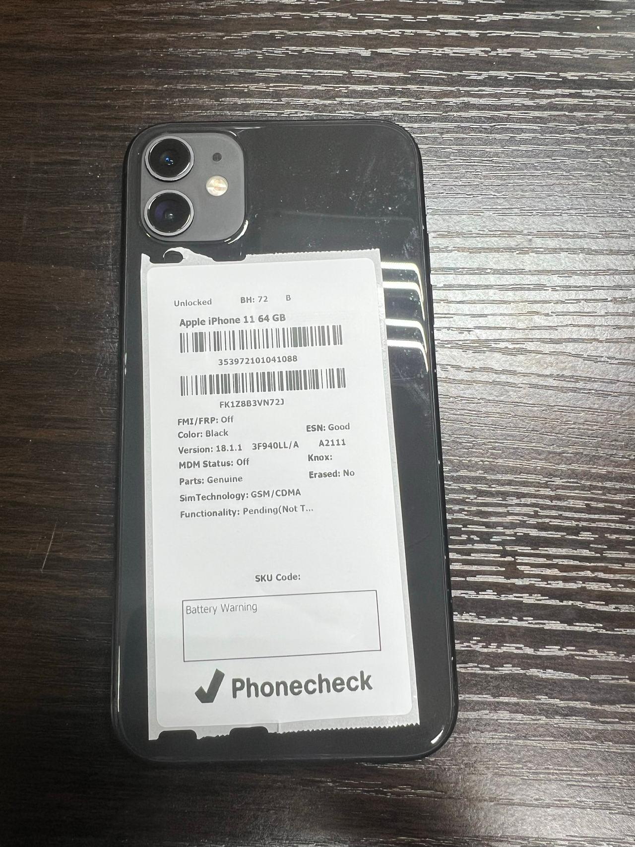 Apple iPhone 11 64GB Black Unlocked BH 72 B