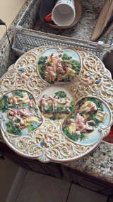 Capodimonte Cherub Relief Decorative Wall Plate - Image 1